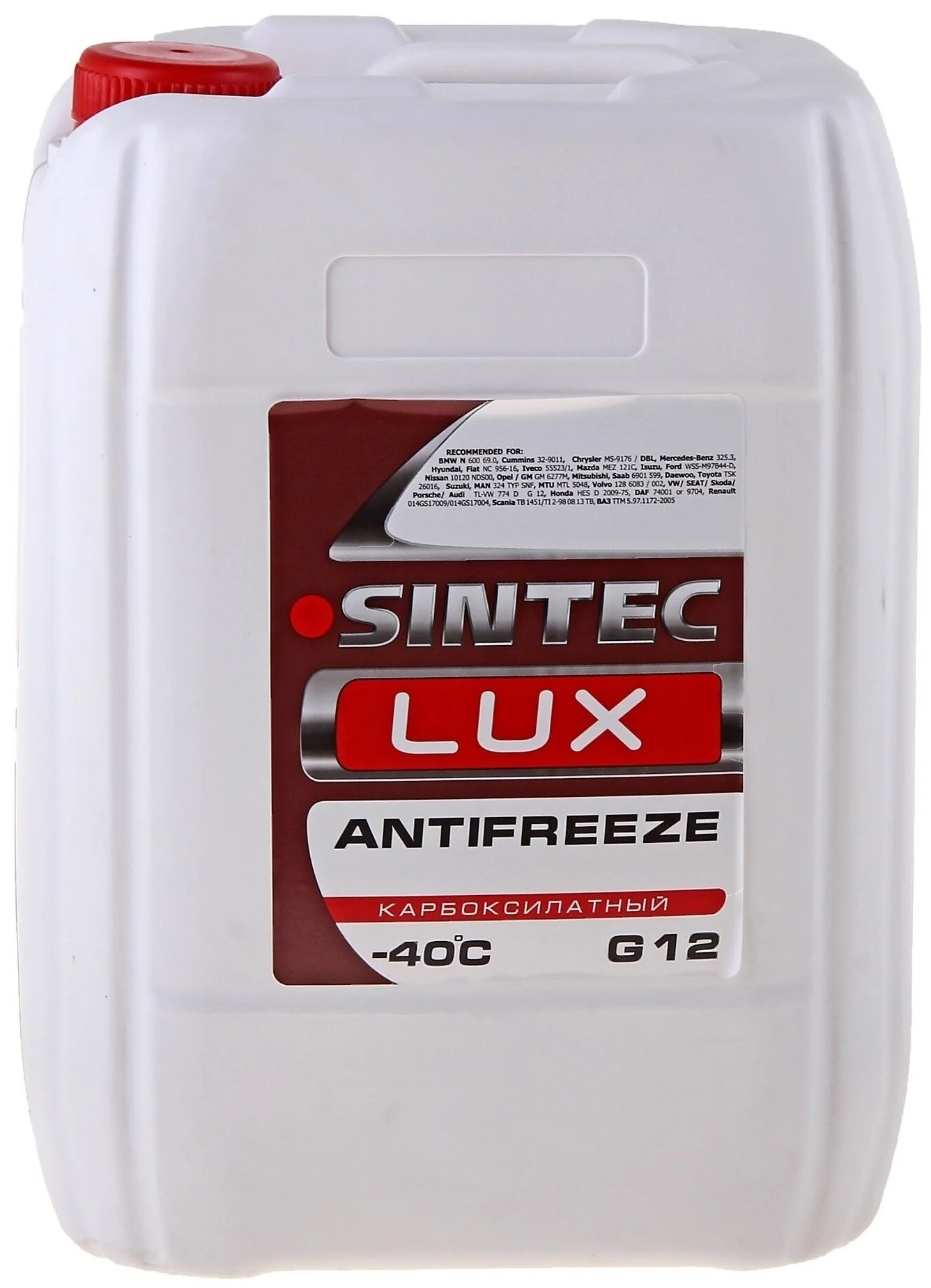 Антифриз -40 SINTEC LUXE G12+ 10кг красный